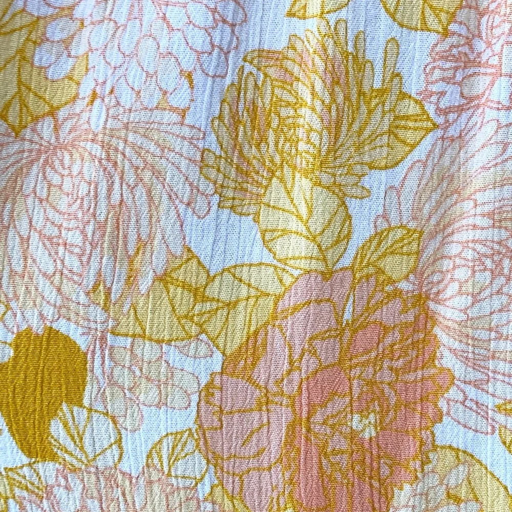 Adrienne Vittadini Boho Top Size 2X Yellow Orange Floral Eyelet Lace Trim EUC - Picture 2 of 4